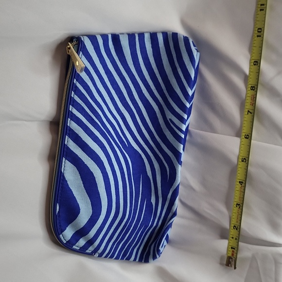 Estee Lauder x Quentin James Makeup bag 5 x 10" blue stripes New cosmeti… - Picture 5 of 7
